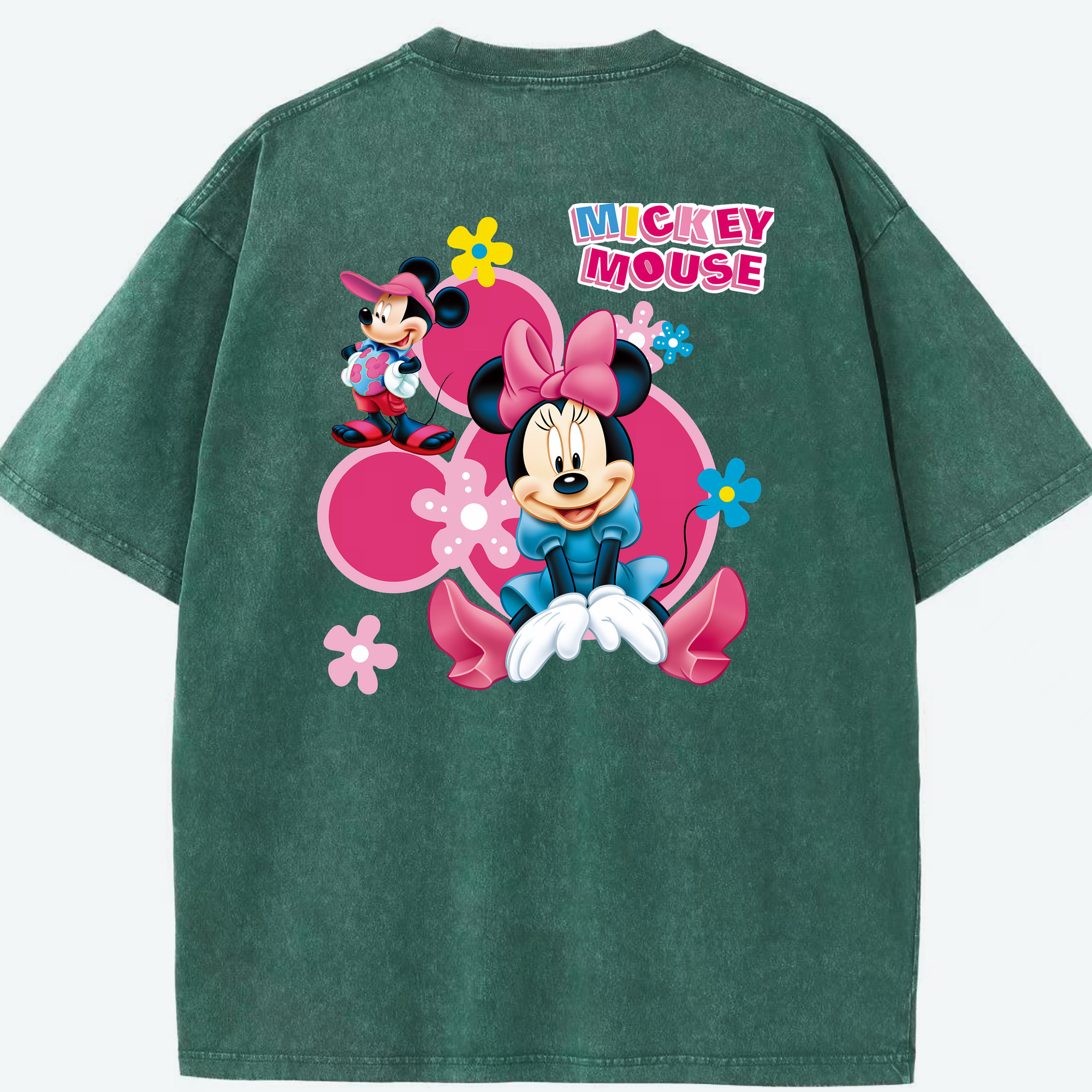 （画像用） ミッキーマウス Mickey Mouse 綿100% ヴィンテージ風 半袖Tシャツ（背面プリント）